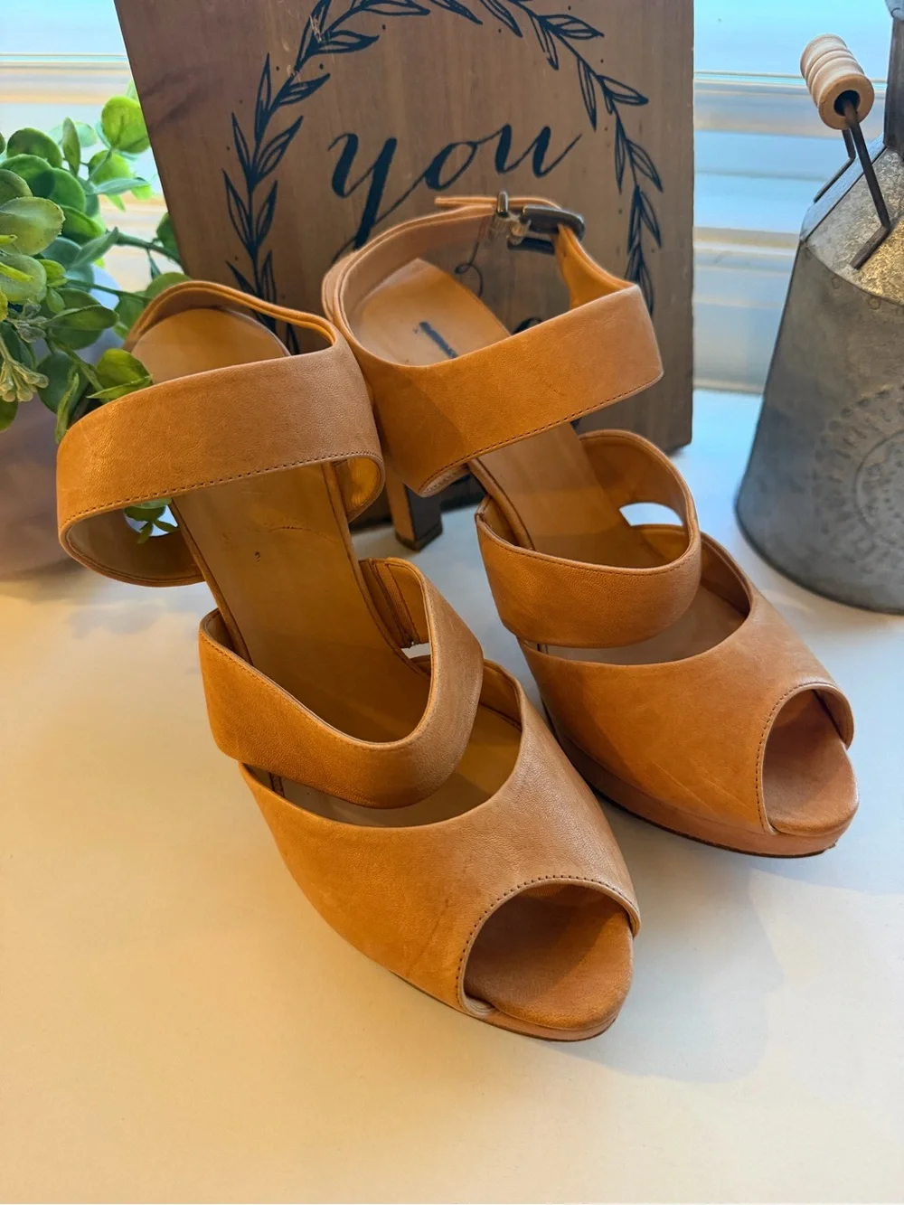 J. Crew Collins Leather Peep Toe Sandals Heels